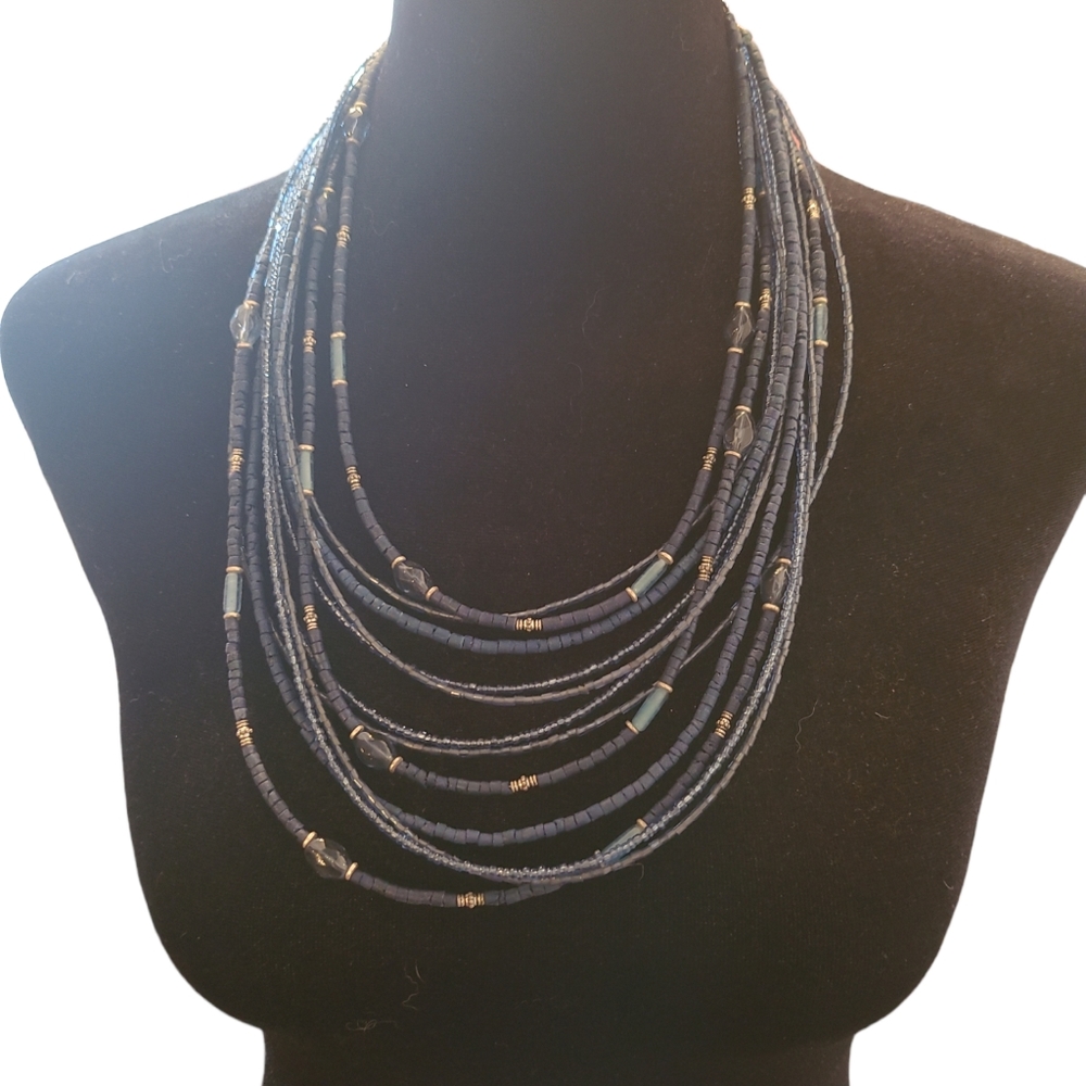 Blue multi layer necklace